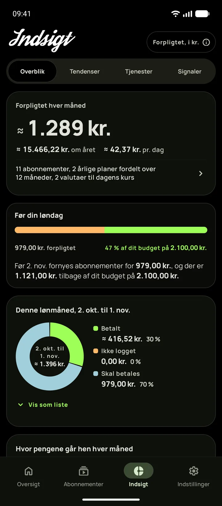 Indsigt i mørkt tema med fornyelser før løndag, på Android