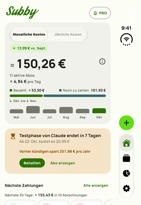 Subbys kompakter Start auf dem äußeren Display des zugeklappten iPhone Duo