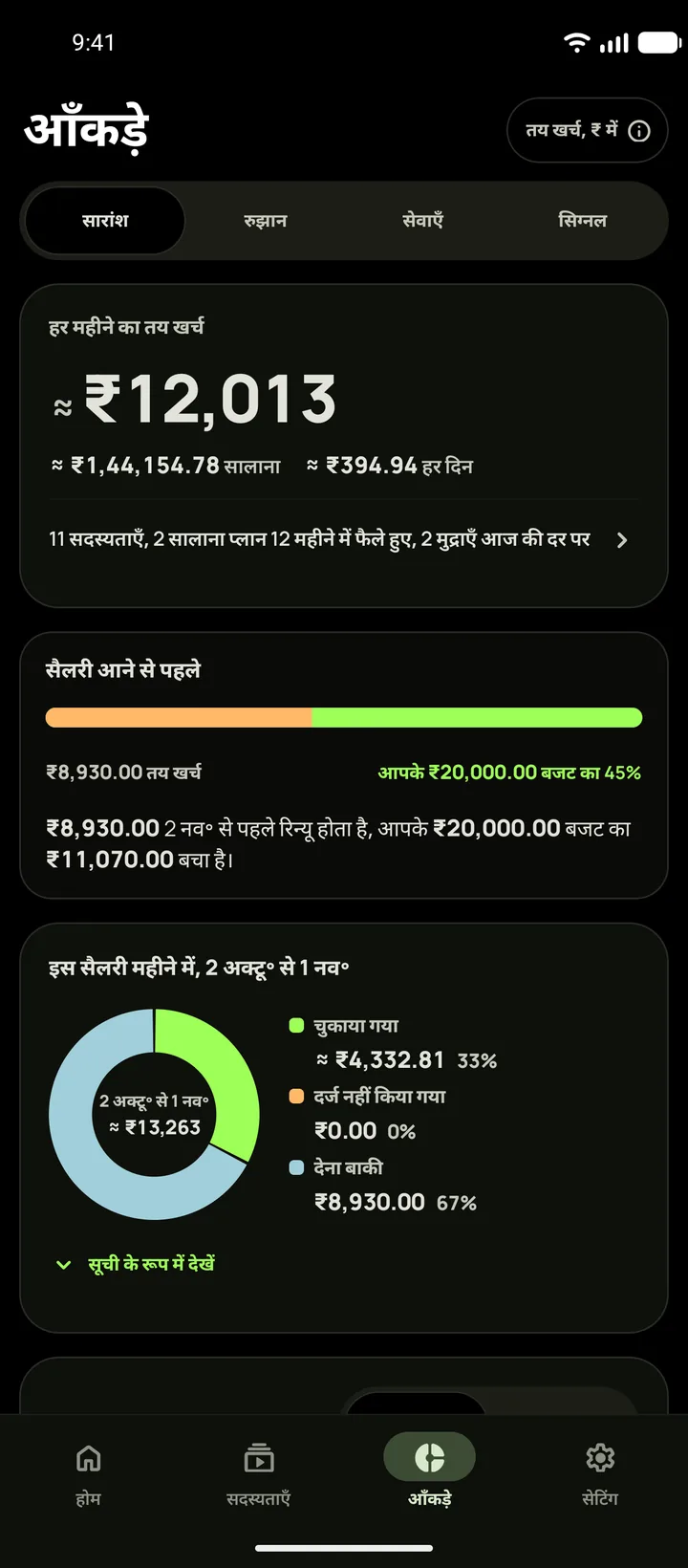 डार्क मोड में आँकड़े, सैलरी से पहले होने वाले रिन्यूअल के साथ, Android पर