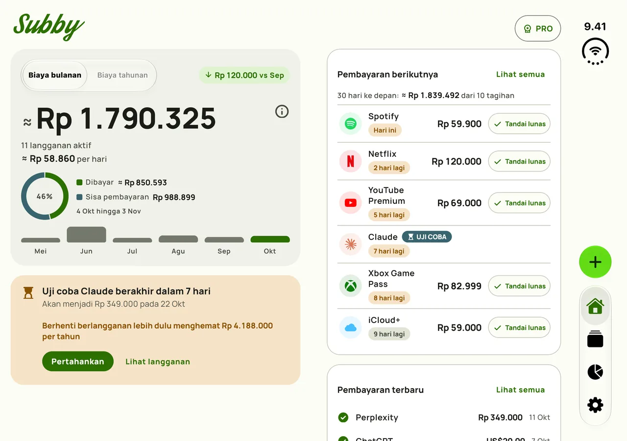 Beranda Subby di kedua panel iPhone Duo yang terbuka
