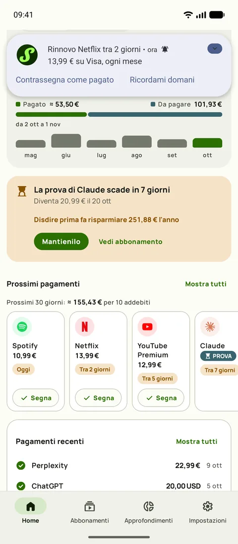 L’addebito, per esteso, su Android
