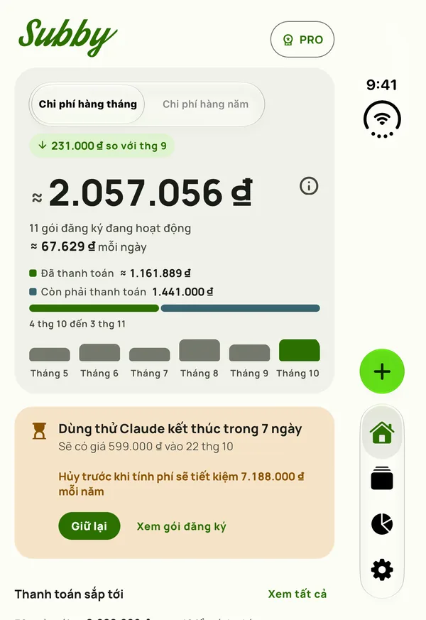 Trang chủ gọn của Subby trên bảng ngoài của iPhone Duo đang đóng