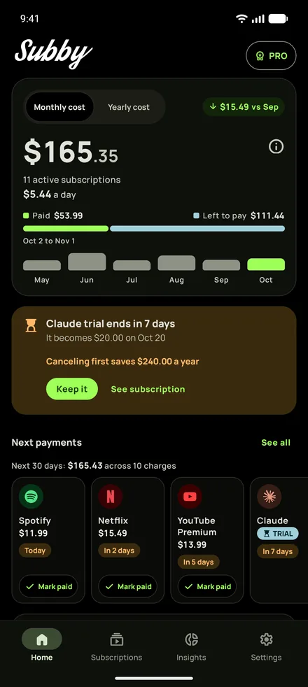 Subby首页采用纯黑深色主题